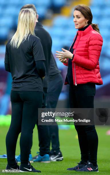 Catherine, Duchess of Cambridge visits Aston Villa Football Club to see the work of the Coach Core programme on November 22, 2017 in Birmingham,...