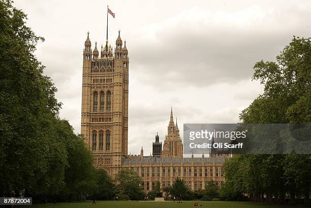 General view of the Union Flag flying on Victoria Tower of the House of Parliament on May 20, 2009 in London, England. The Union flag flies on the...