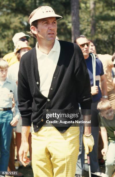 Al Geiberger watches his shot during the 1970 Masters Tournament at Augusta National Golf Club in April 1970 in Augusta, Georgia.