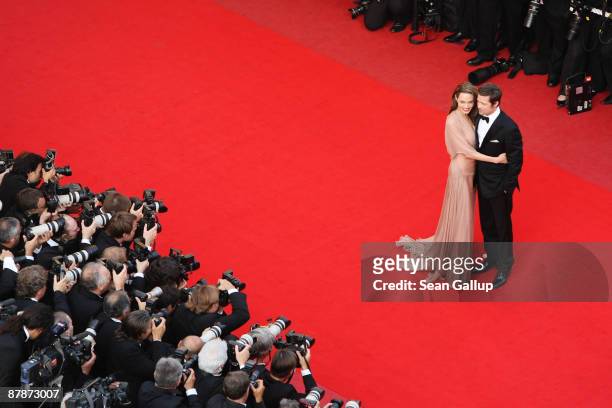 Actors Brad Pitt and Angelina Jolie arrive for the Inglourious Basterds Premiere held at the Palais Des Festivals during the 62nd International...