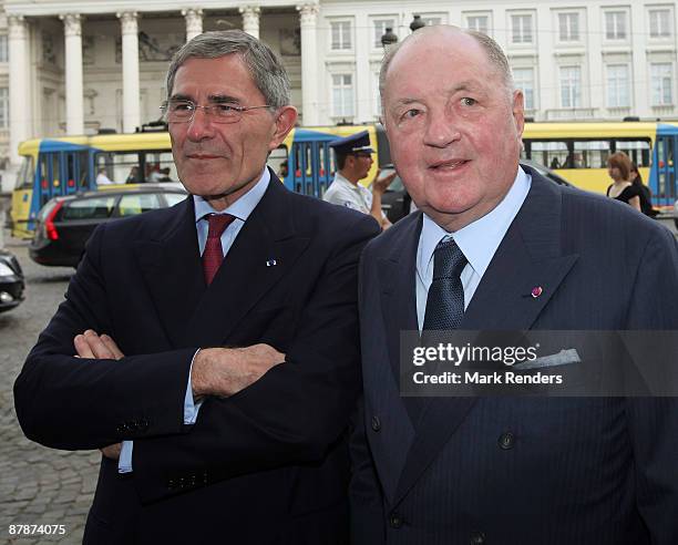 Gerard Mestrallet and Albert Frere arrive at the opening of the Magritte Museum on May 20, 2009 in Brussels, Belgium.