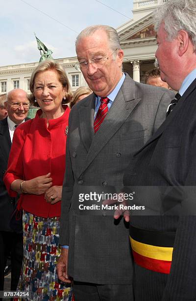 Queen Paola of Belgium and King Albert of Belgium arrive at the opening of the Magritte Museum on May 20, 2009 in Brussels, Belgium.