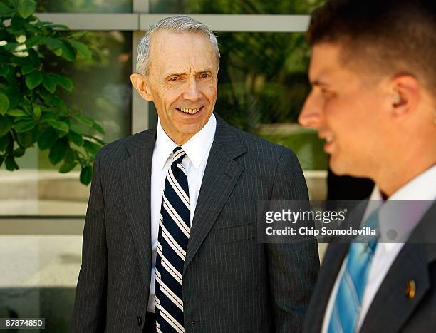 Supreme Court Associate Justice David Souter says goodbye to a well-wisher after addressing the Sandra Day O'Connor Project on The State of The...