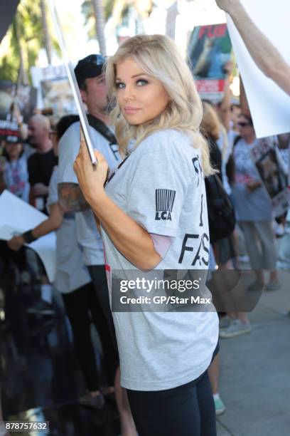 Actress Donna D'Errico is seen on November 24, 2017 at The Fur Free Friday Peaceful Protest March in Los Angeles, CA.