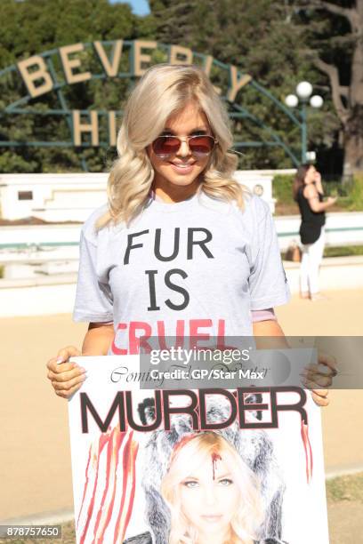 Actress Donna D'Errico is seen on November 24, 2017 at The Fur Free Friday Peaceful Protest March in Los Angeles, CA.