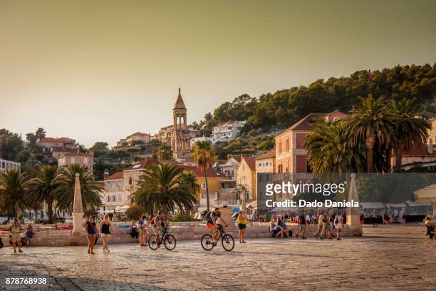 hvar sunset - vis croatia stock pictures, royalty-free photos & images