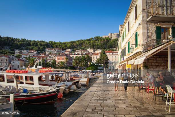 harbour waterfront  hvar - hvar town stock pictures, royalty-free photos & images