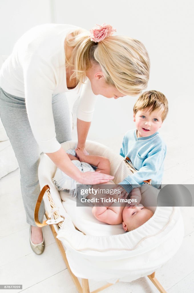 A mother and her children.