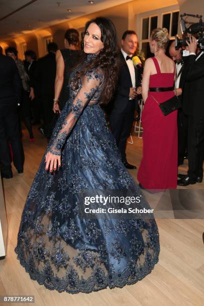 Christine Neubauer wearing a blue dress by Guido Maria Kretschmer during the 66th 'Bundespresseball' at Hotel Adlon on November 24, 2017 in Berlin,...