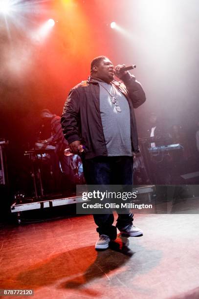 Big Narstie performs live on stage with Sarkodie at The o2 Kentish Town Forum on November 24, 2017 in London, England.