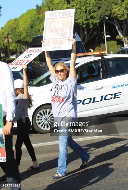 Jenn Mann is seen on November 24, 2017 at The Fur Free Friday Peaceful Protest March in Los Angeles, CA.