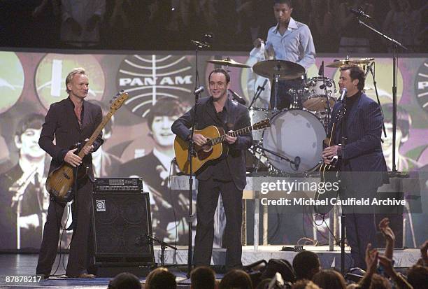 Sting, Dave Matthews, Vince Gill and Pharrell Williams peform the Beatles 40th Anniversary performance on the Ed Sullivan Show of "I Saw Her Standing...