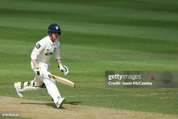 Nic Maddinson of NSW bats during day two of the Sheffield Shield match between New South Wales and Victoria at North Sydney Oval on November 25, 2017...