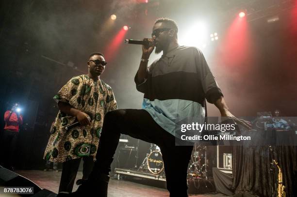 Moelogo and Sarkodie performs live on stage at The o2 Kentish Town Forum on November 24, 2017 in London, England.