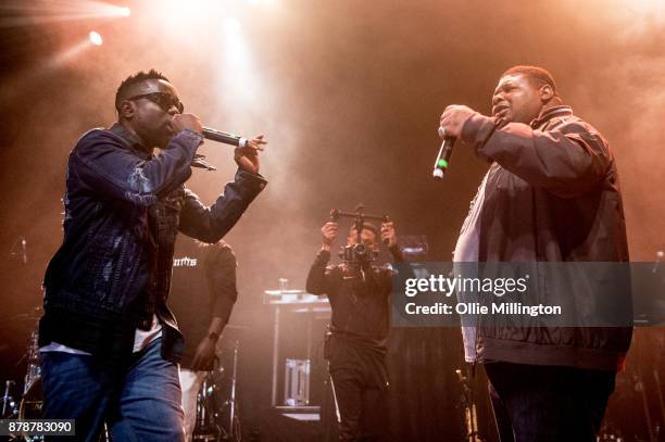 Sarkodie and Big Nastie performs live on stage with Sarkodie at The o2 Kentish Town Forum on November 24, 2017 in London, England.