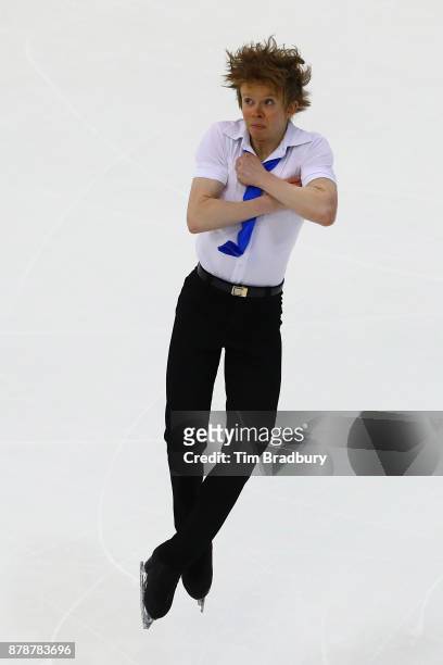 Kevin Reynolds of Canada competes in the Men's Short Program during day one of 2017 Bridgestone Skate America at Herb Brooks Arena on November 24,...