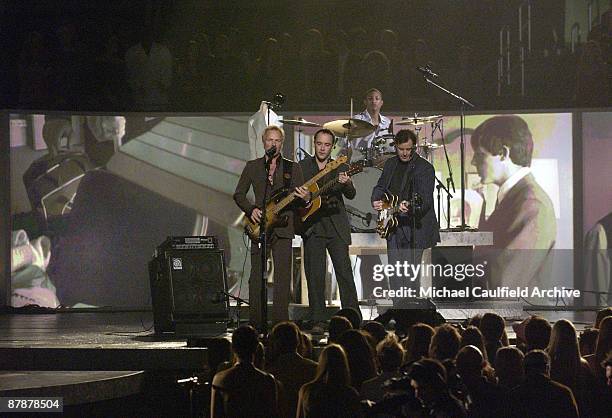 Sting, Dave Matthews, Vince Gill and Pharrell Williams peform the Beatles 40th Anniversary performance on the Ed Sullivan Show of "I Saw Her Standing...