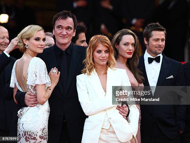 Diane Kruger, Quentin Tarantino, Melanie Laurent, Angelina Jolie and Brad Pitt attend the 'Inglourious Basterds' Premiere at the Grand Theatre...