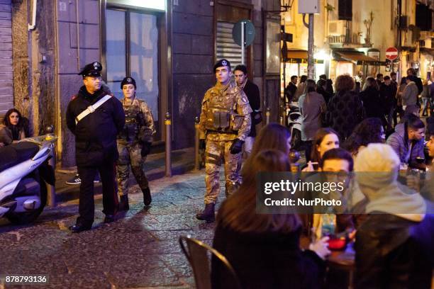 Italian Armed Forces and Carabinieri are involved in the fight against organised crime and drug trafficking in San Pasquale A Chiaia area of the...