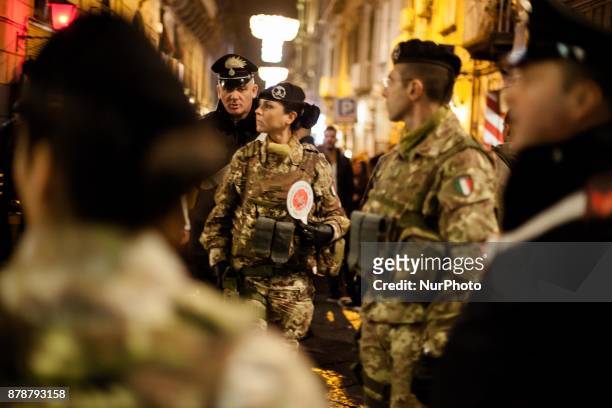 Italian Armed Forces and Carabinieri are involved in the fight against organised crime and drug trafficking in San Pasquale A Chiaia area of the...