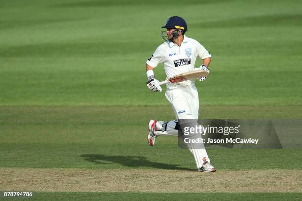 Ed Cowan of NSW bats during day two of the Sheffield Shield match between New South Wales and Victoria at North Sydney Oval on November 25, 2017 in...