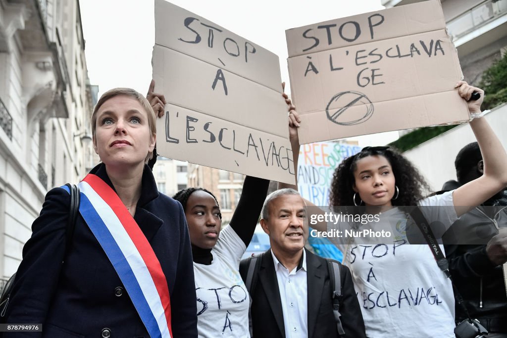 Demo against Slavery in Libya outside the Libyan embassy in Paris