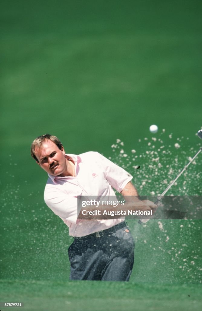 Ronin Rafferty Ronan Rafferty hits from the bunker during the 1990 Masters... News ...