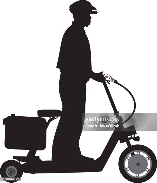 policeman riding scooter silhouette - security guard standing stock illustrations