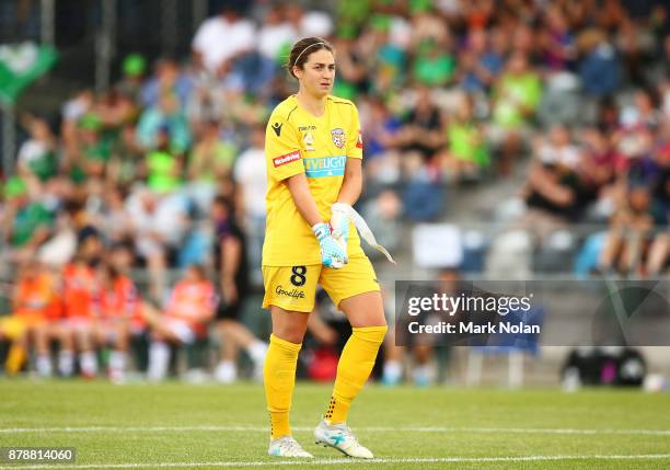 Melissa Maizels of Perth is pictured during the round five W-League match between Canberra United and Perth Glory at McKellar Park on November 25,...