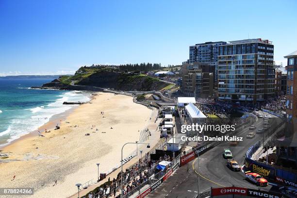 Fabian Coulthard drives the Shell V-Power Racing Team Ford Falcon FGX during race 25 for the Newcastle 500, which is part of the Supercars...