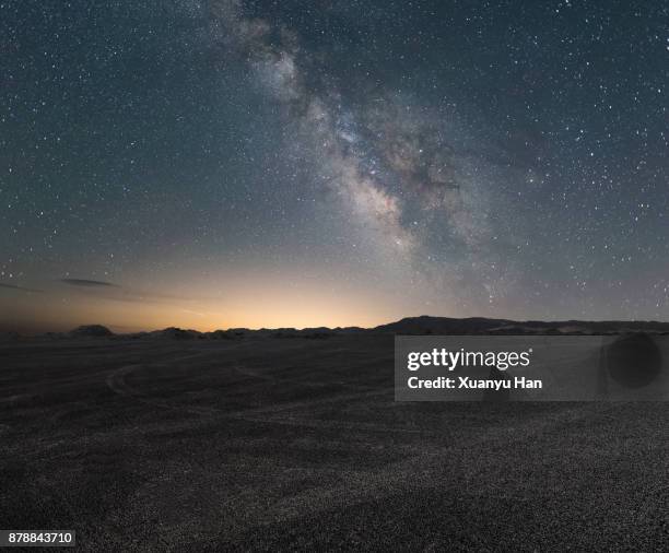 road trip under the milky way,auto advertising background - galaxy space explore stock pictures, royalty-free photos & images