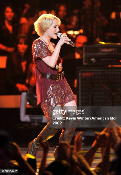 Contestant Alexis Grace performs onstage during the American Idol Season 8 Grand Finale held at Nokia Theatre L.A. Live on May 20, 2009 in Los...