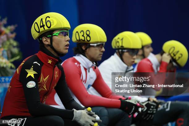 Chen Dequan of China looks on before compete the Men's 1500m final duirng the 2017 Shanghai Trophy at the Oriental Sports Center on November 25, 2017...