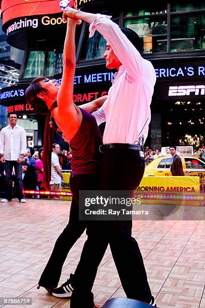 "Dancing With the Stars" contestants Cheryl Burke and Gilles Marini perform at the "Good Morning America" taping at the ABC Times Square Studio on...