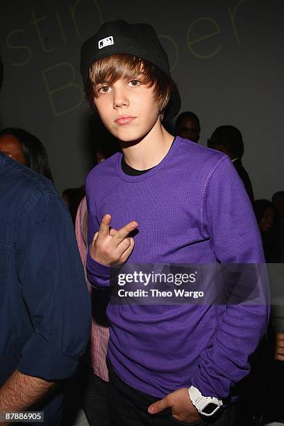 Singer Justin Bieber attends the Island Def Jam Spring Collection party at Stephen Weiss Studio on May 20, 2009 in New York City.