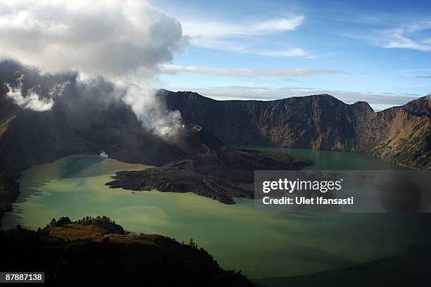 View of Mount Rinjani, also known as Gunung Rinjani, is seen on May 19, 2009 in Lombok, West Nusa Tenggara Province, Indonesia. The 3,726m active...