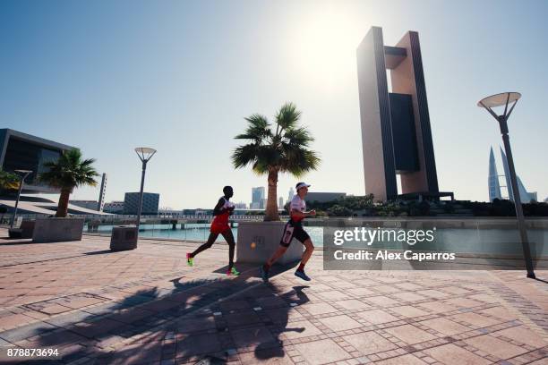 Athletes compete during the run leg of IRONMAN 70.3 Middle East Championship Bahrain on November 25, 2017 in Bahrain, Bahrain.