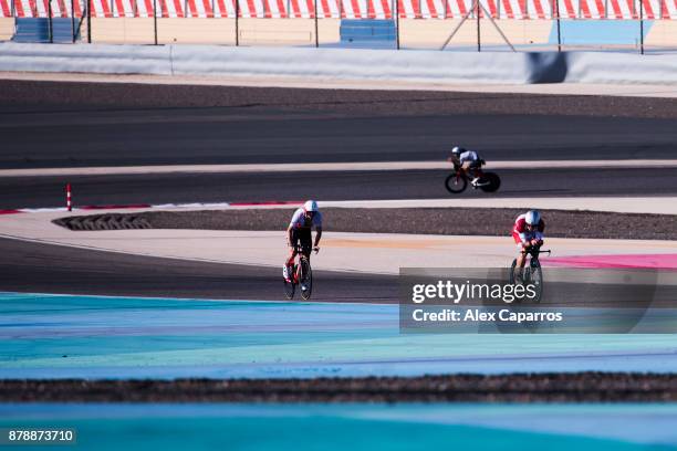 Athletes compete during the bike leg of IRONMAN 70.3 Middle East Championship Bahrain on November 25, 2017 in Bahrain, Bahrain.