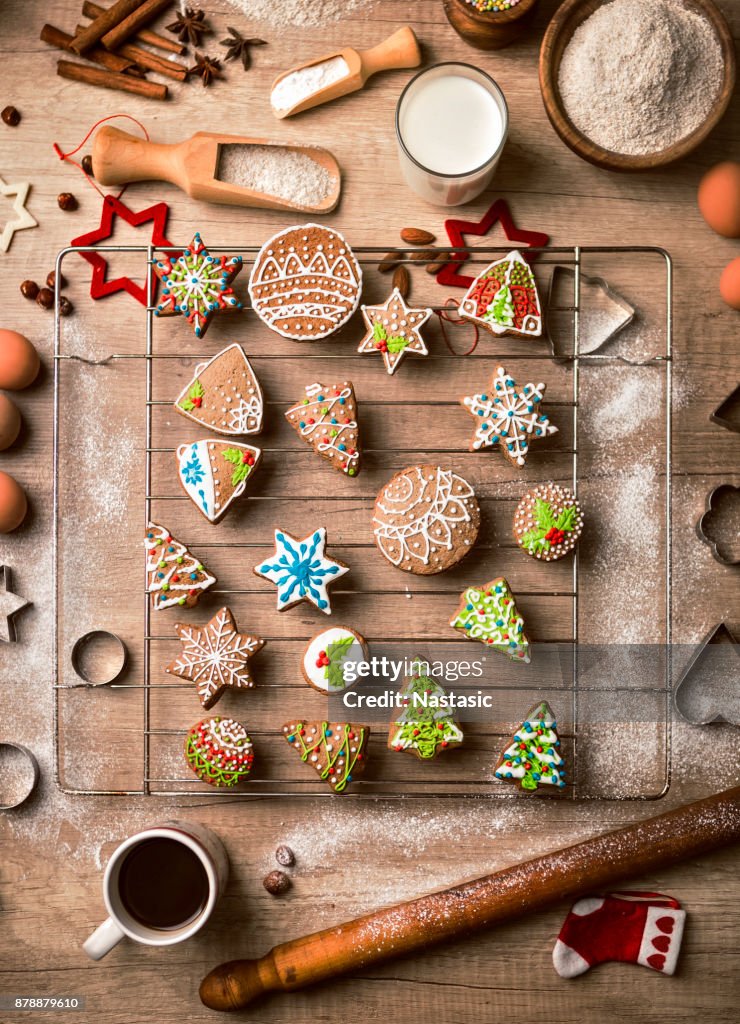 Preparing Gingerbread Christmas Cookies in Kitchen