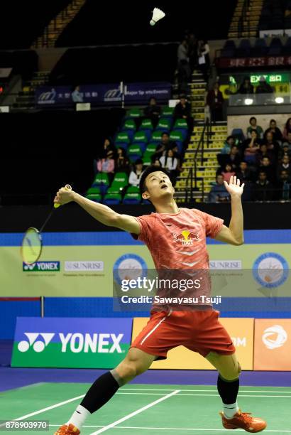 Chen Long of China in action during the Yonex Sunrise Hong Kong Open 2017 on November 25, 2017 in Hong Kong, Hong Kong.