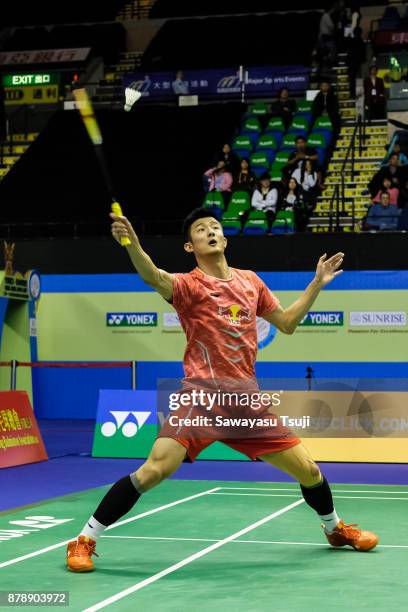 Chen Long of China in action during the Yonex Sunrise Hong Kong Open 2017 on November 25, 2017 in Hong Kong, Hong Kong.