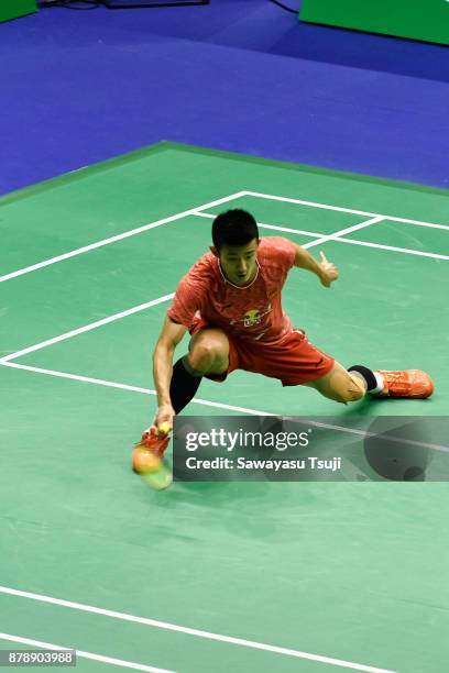 Chen Long of China in action during the Yonex Sunrise Hong Kong Open 2017 on November 25, 2017 in Hong Kong, Hong Kong.