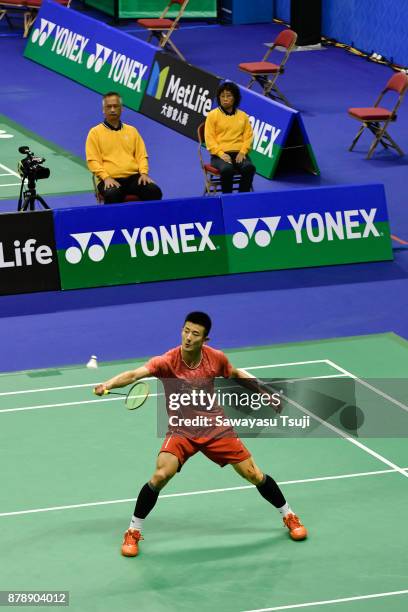 Chen Long of China in action during the Yonex Sunrise Hong Kong Open 2017 on November 25, 2017 in Hong Kong, Hong Kong.