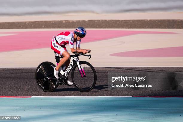 Daniela Ryf of Switzerland competes during the bike leg of IRONMAN 70.3 Middle East Championship Bahrain on November 25, 2017 in Bahrain, Bahrain.