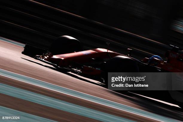 Fernando Alonso of Spain driving the McLaren Honda Formula 1 Team McLaren MCL32 on track during final practice for the Abu Dhabi Formula One Grand...