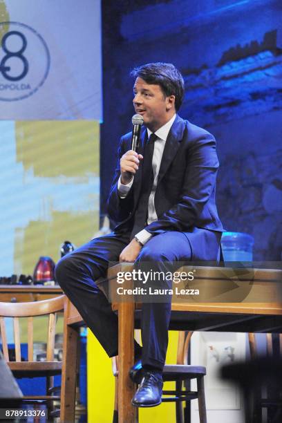 Italian Democratic Party leader Matteo Renzi speaks during the meeting of the Leopolda 8 on November 24, 2017 in Florence, Italy. The Leopolda, an...