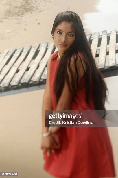 Actress Magaly Solier from the film "Altiplano" poses during a portrait sesssion at the Croisette Beach Club during the 62nd International Cannes...