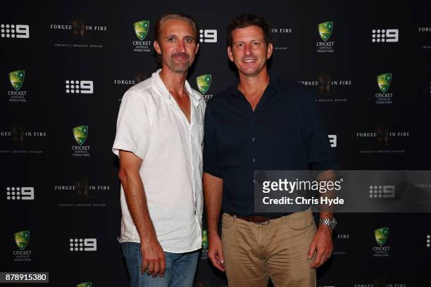 Jason Gillespie and Michael Kasprowicz arrive at the premier of Forged In Fire at Queensland Gallery of Modern Art Cultural Precinct on November 25,...