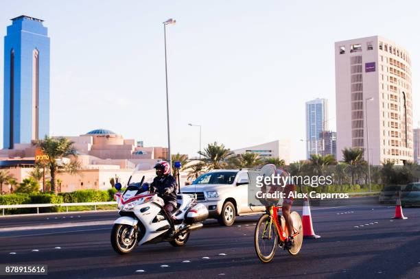 Javier Gomez of Spain competes during the bike leg of IRONMAN 70.3 Middle East Championship Bahrain on November 25, 2017 in Bahrain, Bahrain.