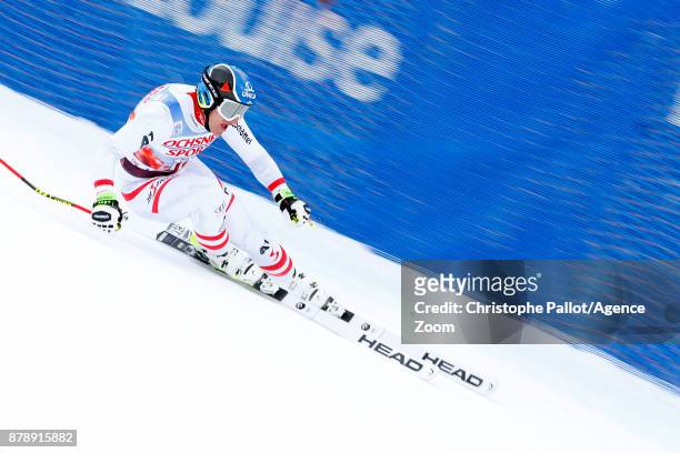 Matthias Mayer of Austria competes during the Audi FIS Alpine Ski World Cup Men's Downhill Training on November 24, 2017 in Lake Louise, Canada.